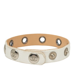 シャネル ココマーク ブレスレット 00T ホワイト レザー レディース CHANEL 【中古】