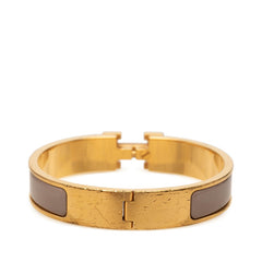 エルメス クリックH PM ブレスレット バングル ゴールド グレージュ メッキ エナメル レディース HERMES 中古