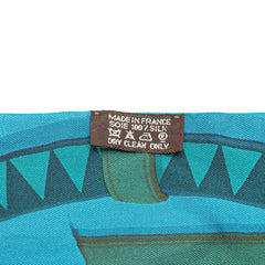 エルメス ツイリー スカーフ ブルー マルチカラー シルク レディース HERMES 【中古】