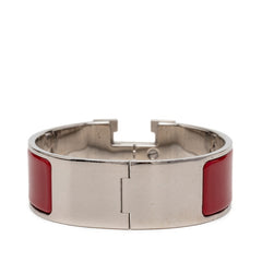 エルメス クリッククラック クリックH GM ブレスレット シルバー レッド メタル エナメル レディース HERMES 【中古】
