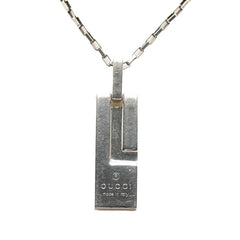 グッチ ロゴ プレート チェーン ペンダント ネックレス 145170 SV925 シルバー レディース GUCCI 【中古】