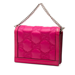 グッチ GGマーモント マトラッセ ミニハンドバッグ ショルダーバッグ 2WAY 723777 ピンク ナイロン レザー レディース GUCCI 【中古】