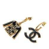 シャネル ココマーク ジャケット モチーフ ピアス ゴールド ブラック メッキ レディース CHANEL 【中古】
