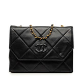 シャネル マトラッセ ココマーク チェーン ショルダーバッグ ブラック ラムスキン レディース CHANEL 中古