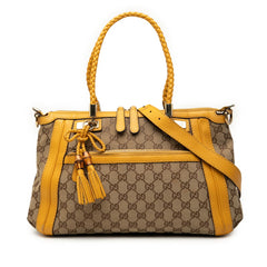 グッチ GGキャンバス バンブー ハンドバッグ ショルダーバッグ 2WAY 282300 ベージュ イエロー キャンバス レザー レディース GUCCI 【中古】