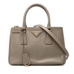 プラダ ガレリア 三角ロゴプレート ハンドバッグ ショルダーバッグ 2WAY ベージュ サフィアーノレザー レディース PRADA 中古