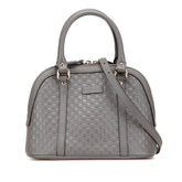 グッチ マイクログッチシマ ハンドバッグ ショルダーバッグ 2WAY 449654 グレー レザー レディース GUCCI 【中古】