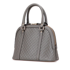 グッチ マイクログッチシマ ハンドバッグ ショルダーバッグ 2WAY 449654 グレー レザー レディース GUCCI 【中古】