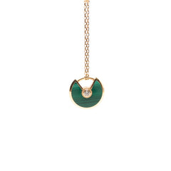 カルティエ アミュレット 1Pダイヤ ネックレス ゴールド グリーン K18PG ピンクゴールド マラカイト レディース CARTIER 【中古】