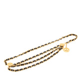 シャネル ヴィンテージ ココマーク 3連 チェーン ベルト ゴールド ブラック メッキ レザー レディース CHANEL 【中古】