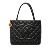 シャネル マトラッセ ココマーク 復刻トート トートバッグ ハンドバッグ ブラック キャビアスキン レディース CHANEL 【中古】