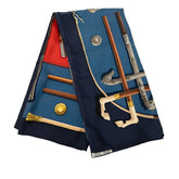 エルメス カレ90 Cannes et Pommeaux ステッキ スカーフ レッド ネイビー マルチカラー シルク レディース HERMES 【中古】