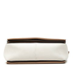 セリーヌ フレーム ショルダーバッグ ホワイト ブラウン レザー レディース CELINE 【中古】
