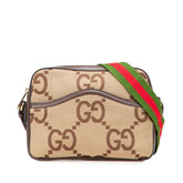 グッチ ジャンボGG ショルダーバッグ メッセンジャーバッグ 675891 ブラウン キャンバス レザー レディース GUCCI 【中古】