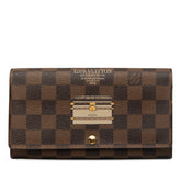 ルイ ヴィトン ダミエ ポルトフォイユ サラ トランク&ロック 長財布 N63179 ブラウン PVC レザー レディース LOUIS VUITTON 中古
