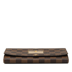 ルイ ヴィトン ダミエ ポルトフォイユ サラ トランク&ロック 長財布 N63179 ブラウン PVC レザー レディース LOUIS VUITTON 中古