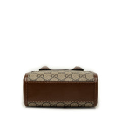 グッチ GGスプリーム インターロッキングG ハンドバッグ ショルダーバッグ 2WAY 671623 ベージュ ブラウン PVC レザー レディース GUCCI 中古