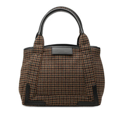 バレンシアガ ネイビーカバスS 千鳥格子 ハンドバッグ トートバッグ 339933 ブラウン ウール レザー レディース BALENCIAGA 中古