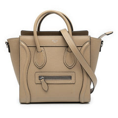 セリーヌ ラゲージ ナノショッパー ハンドバッグ ショルダーバッグ 2WAY ベージュ レザー レディース CELINE 【中古】