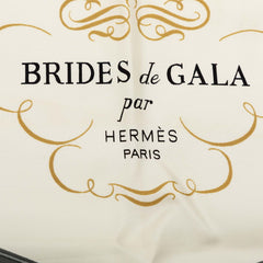 エルメス カレ90 BRIDES de GALA 式典用馬勒 スカーフ ブルー ホワイト シルク レディース HERMES 【中古】