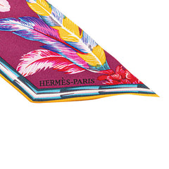 エルメス ツイリー Brazil ブラジル 羽 スカーフ オレンジ マルチカラー シルク レディース HERMES 【中古】