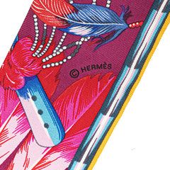 エルメス ツイリー Brazil ブラジル 羽 スカーフ オレンジ マルチカラー シルク レディース HERMES 【中古】