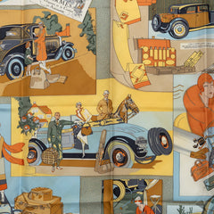 エルメス カレ90 Confort en Automobile 自動車の快適 スカーフ 大判 イエロー系 マルチカラー シルク レディース HERMES 中古