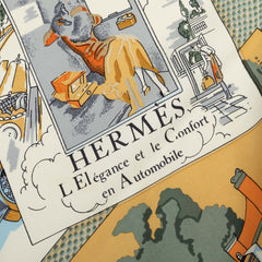 エルメス カレ90 Confort en Automobile 自動車の快適 スカーフ 大判 イエロー系 マルチカラー シルク レディース HERMES 中古