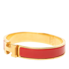 エルメス クリックH PM ブレスレット バングル ゴールド レッド メッキ レディース HERMES 【中古】