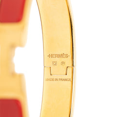 エルメス クリックH PM ブレスレット バングル ゴールド レッド メッキ レディース HERMES 【中古】