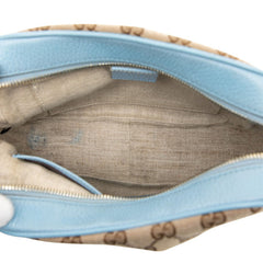 グッチ GGキャンバス 斜め掛け ショルダーバッグ 449413 ベージュ ブルー キャンバス レザー レディース GUCCI 【中古】