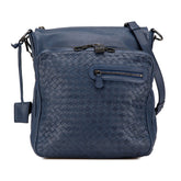 ボッテガヴェネタ イントレチャート 斜め掛け ショルダーバッグ ブルー レザー レディース BOTTEGAVENETA 【中古】