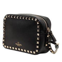 ヴァレンティノ ロックスタッズ ショルダーバッグ クロスボディ ブラック レザー レディース VALENTINO 【中古】
