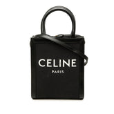 セリーヌ ミニ バーティカル カバ ハンドバッグ ショルダーバッグ 2WAY ブラック キャンバス レザー レディース CELINE 中古