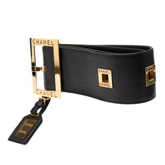 シャネル ロゴ ヴィンテージ ベルト サイズ:75/30 ブラック ゴールド レザー メッキ レディース CHANEL 【中古】