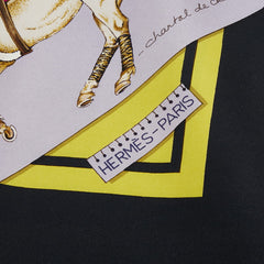 エルメス カレ90 LE MONDE DU POLO ポロの世界 スカーフ ブラック パープル マルチカラー シルク レディース HERMES 【中古】