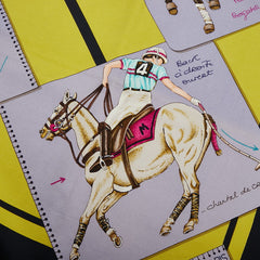 エルメス カレ90 LE MONDE DU POLO ポロの世界 スカーフ ブラック パープル マルチカラー シルク レディース HERMES 【中古】