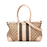 グッチ GGキャンバス ハンドバッグ ショルダーバッグ 2WAY 257341 ピンクベージュ ブラウン キャンバス レザー レディース GUCCI 【中古】