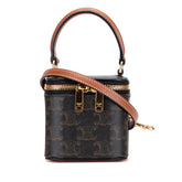 セリーヌ トリオンフ ミニバニティバッグ ショルダーバッグ 2WAY ブラウン PVC レザー レディース CELINE 【中古】