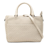 ボッテガヴェネタ イントレチャート ハンドバッグ ショルダーバッグ 2WAY アイボリー レザー レディース BOTTEGAVENETA 【中古】