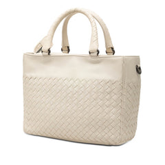 ボッテガヴェネタ イントレチャート ハンドバッグ ショルダーバッグ 2WAY アイボリー レザー レディース BOTTEGAVENETA 【中古】
