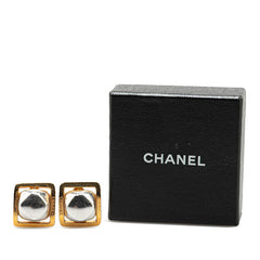 シャネル ヴィンテージ ロゴ スクエア イヤリング ゴールド シルバー メッキ レディース CHANEL 【中古】