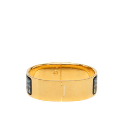 エルメス エマイユGM ブレスレット バングル ゴールド ブラック メッキ レディース HERMES 【中古】