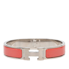 エルメス クリックH PM エナメルブレスレット バングル ピンク シルバー メタル レディース HERMES 【中古】
