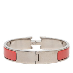 エルメス クリックH PM エナメルブレスレット バングル ピンク シルバー メタル レディース HERMES 【中古】