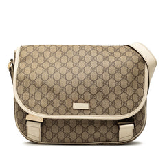 グッチ GGスプリーム 斜め掛け ショルダーバッグ 201732 ベージュ ホワイト PVC レザー レディース GUCCI 【中古】