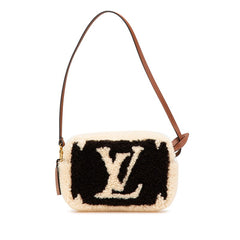 ルイ ヴィトン モノグラム テディ ビーチ ポーチ ワンショルダーバッグ M68599 ベージュ ブラウン ボア レザー レディース LOUIS VUITTON 【中古】