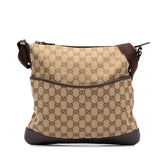 グッチ GGキャンバス 斜め掛け ショルダーバッグ 145857 ベージュ ブラウン キャンバス レザー レディース GUCCI 中古