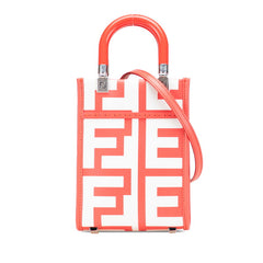 フェンディ サンシャイン ショッパー ミニ ハンドバッグ ショルダーバッグ 2WAY 8BS051 レッド ホワイト レザー レディース FENDI 中古