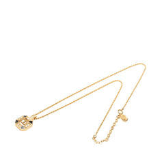 ディオール CDロゴ ヴィンテージ スクエア ペンダントネックレス ゴールド ブラック メッキ ラインストーン レディース Dior 【中古】